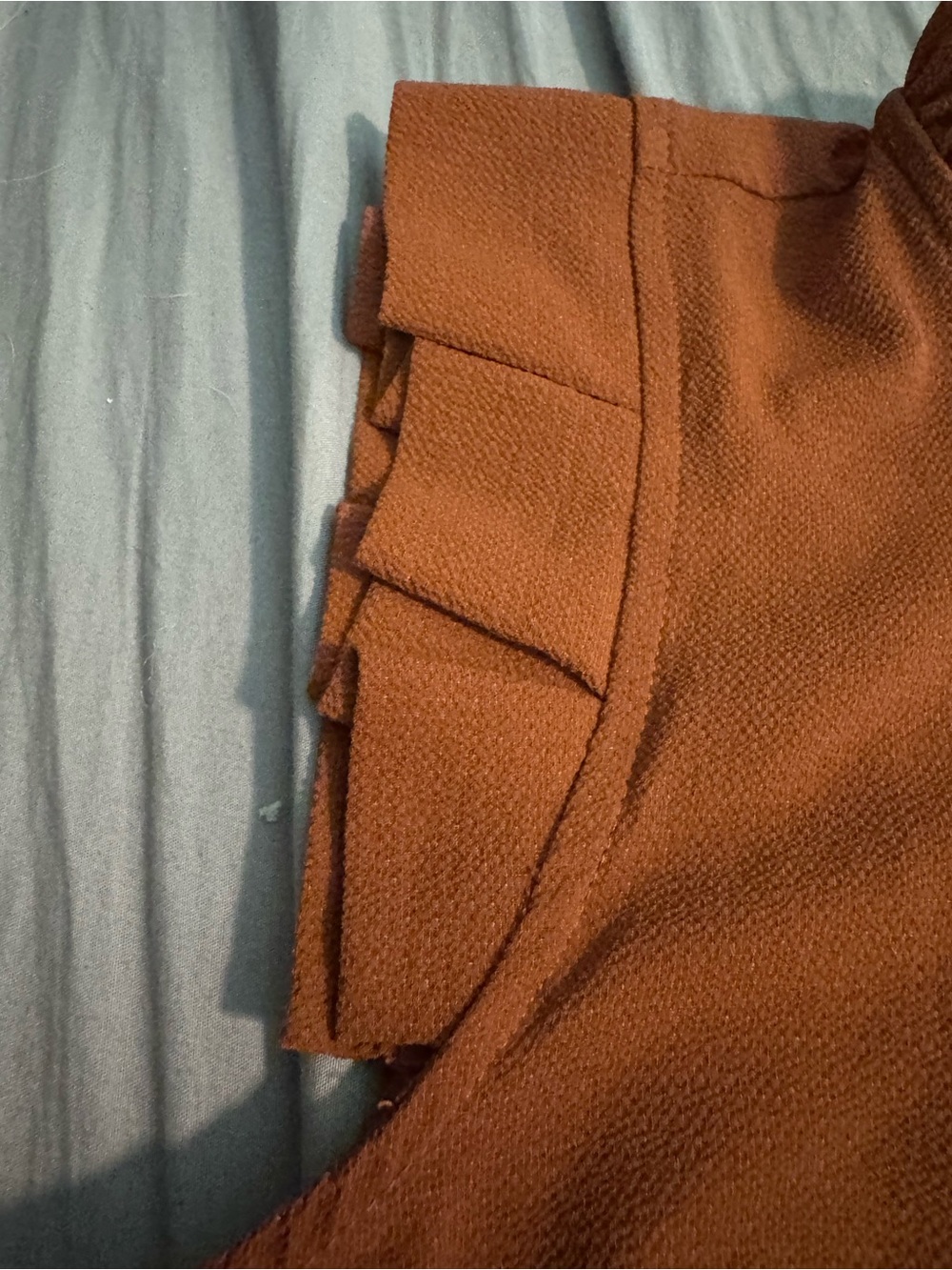 Monteau Rust Ruffle-Neck Blouse - Picture 3 of 8
